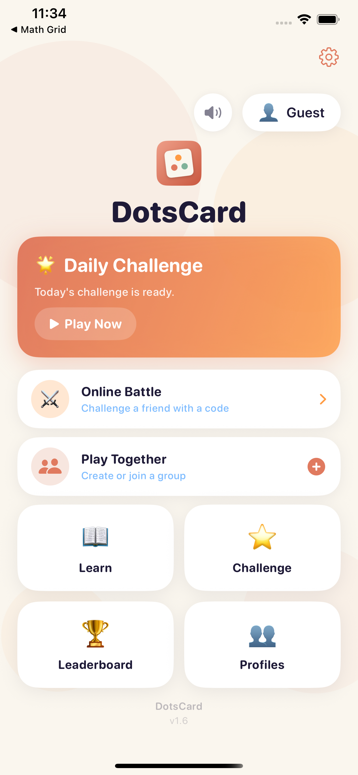 DotsCard Home Screen